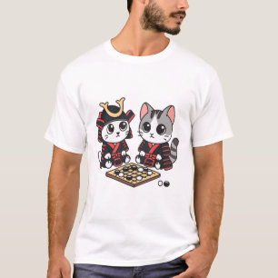 Camiseta Baduk del juego del tablero del gato Samurais Go