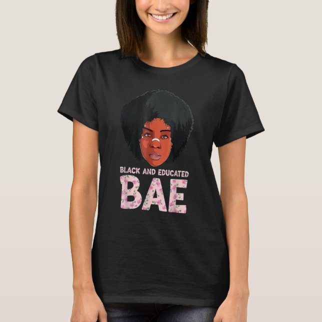 Camiseta BAE educado en negro, alias orgullo de historia ne (Anverso)