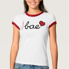 Camiseta Bae texto para bebé y corazón rojo con nombre de n