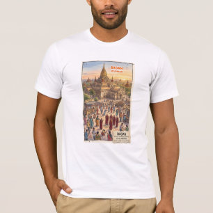 Camiseta Bagan Myanmar Templos Antiguos Arte de Acuarela de