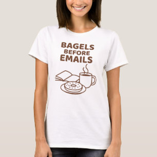 Camiseta Bagels Before Emails Funny Line Art