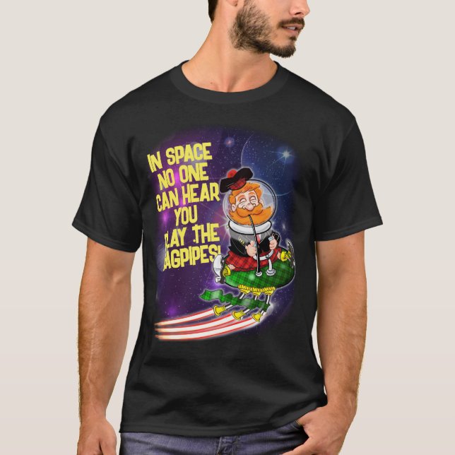 CAMISETA ¡BAGPIPAS EN EL ESPACIO! (Anverso)