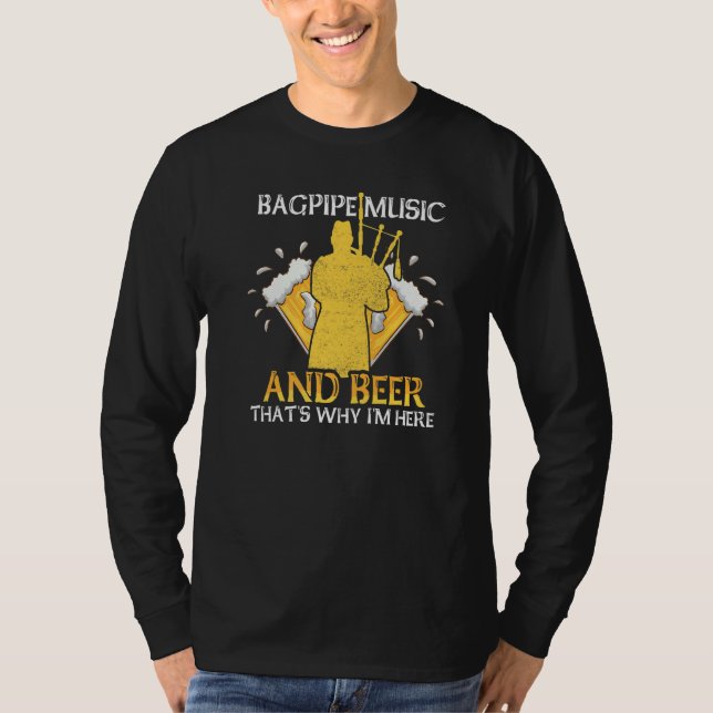 Camiseta Bagpipes and Beer  Bagpiper Bagpipe Player Bagpipe (Anverso)