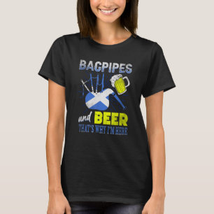Camiseta Bagpipes y Cerveza por eso estoy aquí Bandera esco