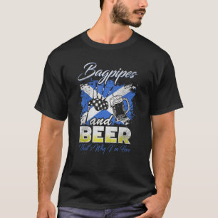 Camiseta Bagpipes y Cerveza por eso estoy aquí Bandera esco