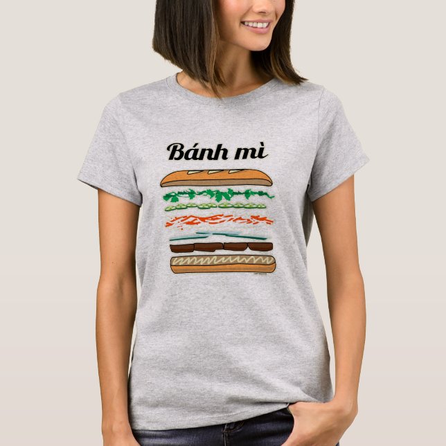 Camiseta Baguette vietnamita del pan francés del bocadillo (Anverso)