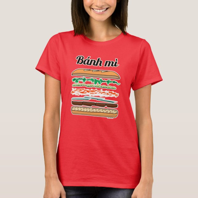 Camiseta Baguette vietnamita del pan francés del bocadillo (Anverso)
