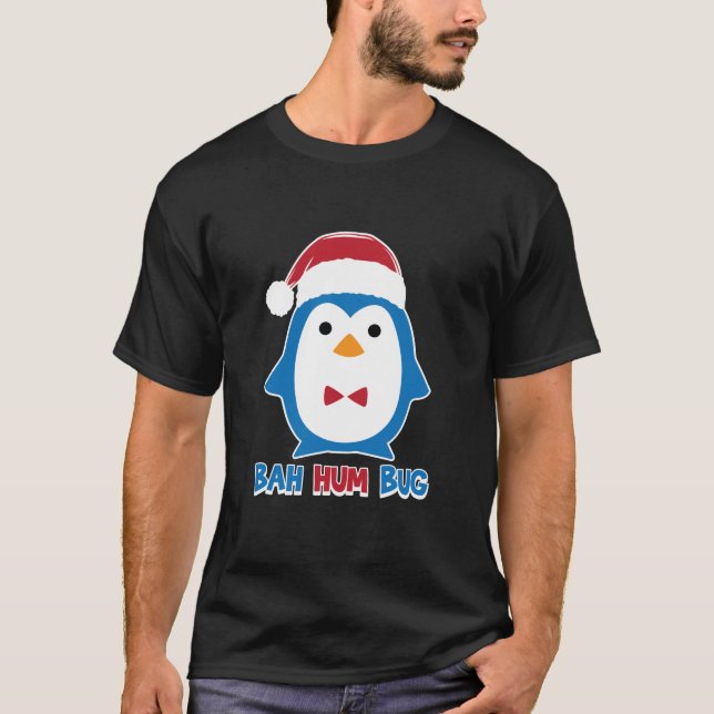 Camiseta Bah Hum Bug Pingüino Santa Hat Anti Xmas Scrooge (Anverso)