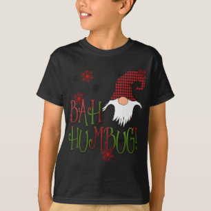 Camiseta Bah Humbug Gnome Red Plaid Grumpy Holiday Christma