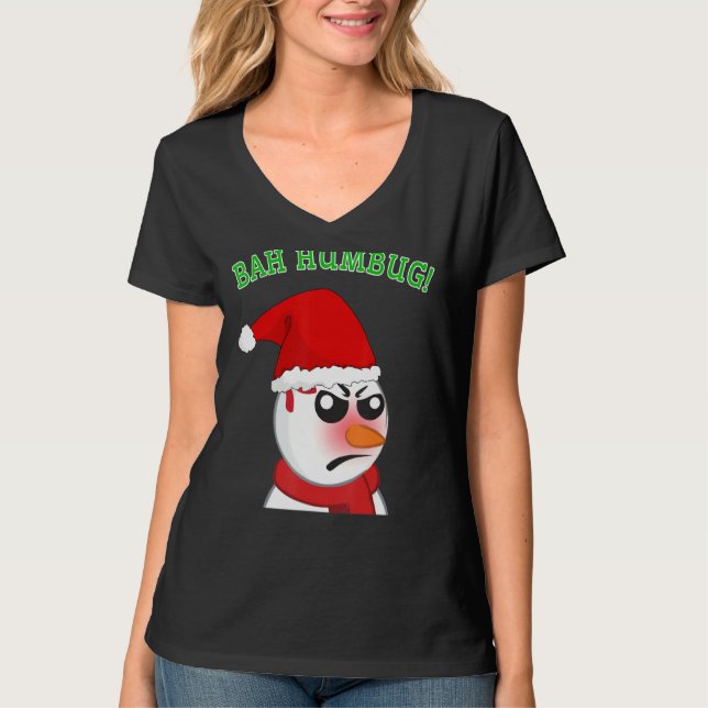 Camiseta Bah Humbug Muñeco de Nieve Anti Navidad Día Festiv (Anverso)