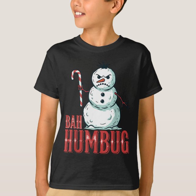Camiseta Bah Humbug Santa Hat Angry Snowman Sarcastic Chris (Anverso)