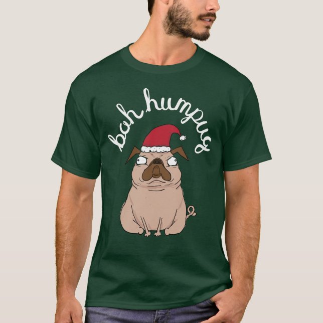 Camiseta Bah Humpug Navidades Santa Pug Apparel (Anverso)