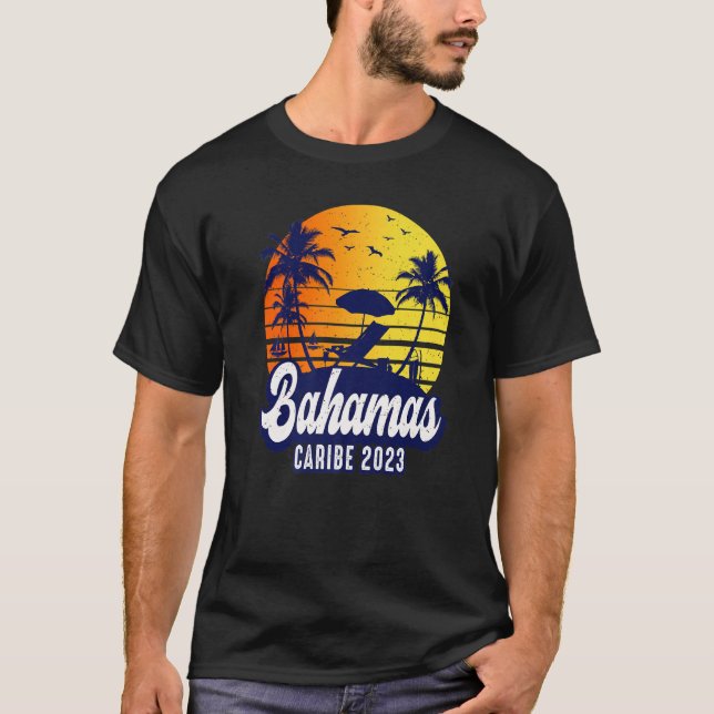 Camiseta Bahamas 2023 Caribe Sunset Beach Retro Premium (Anverso)
