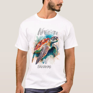 Camiseta Bahamas Asiento Tortuga Bandera Bahameña Playa Gra