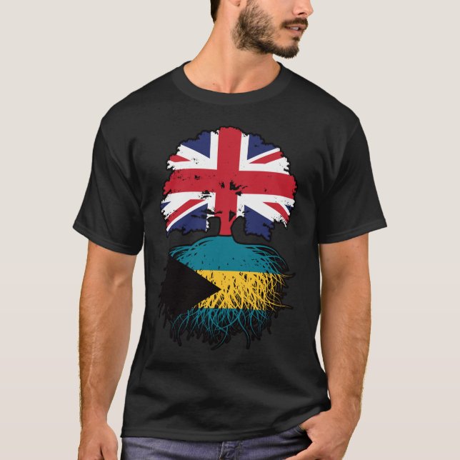 Camiseta Bahamas Bandera de raíces de árbol británico baham (Anverso)