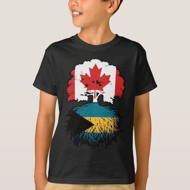 Camiseta Bahamas Bandera de raíces de árbol canadiense baha (Anverso)