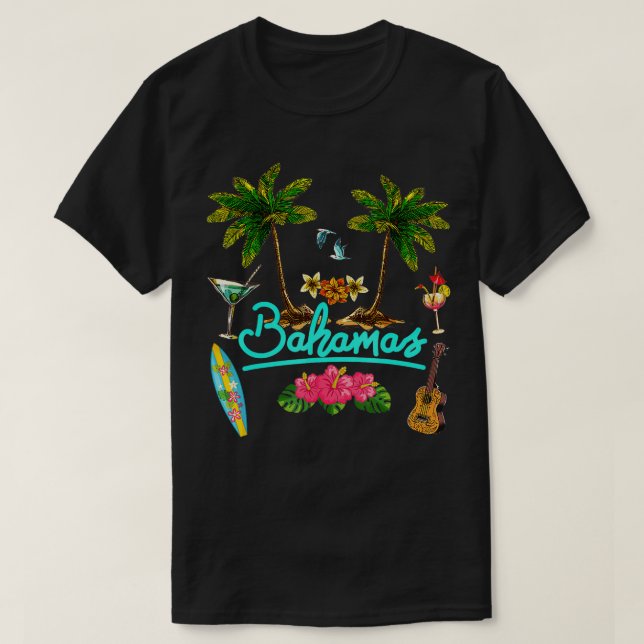 Camiseta Bahamas Beach Summer Palm Surf Sun set Palm Trees (Diseño del anverso)