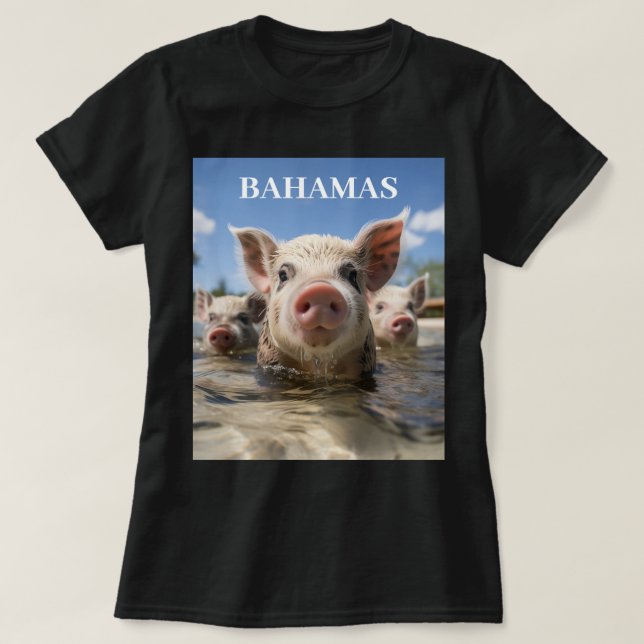 Camiseta Bahamas Cerdos Nadando - Exuma Pig Beach Adventure (Diseño del anverso)