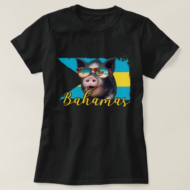 Camiseta Bahamas Cerdos Nadando - Exuma Pig Beach Adventure (Diseño del anverso)