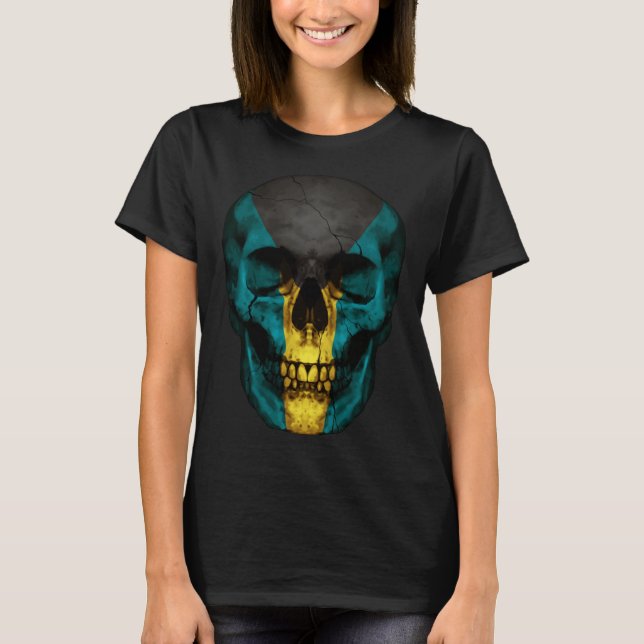 Camiseta Bahamas Flag Skull Bahamian Roots Proud Patriotic (Anverso)