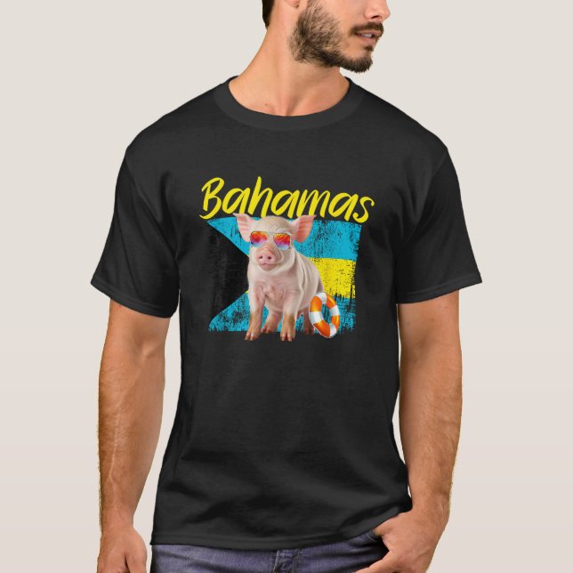 Camiseta Bahamas Natación de Cerdo Verano Vacaciones Souven (Anverso)