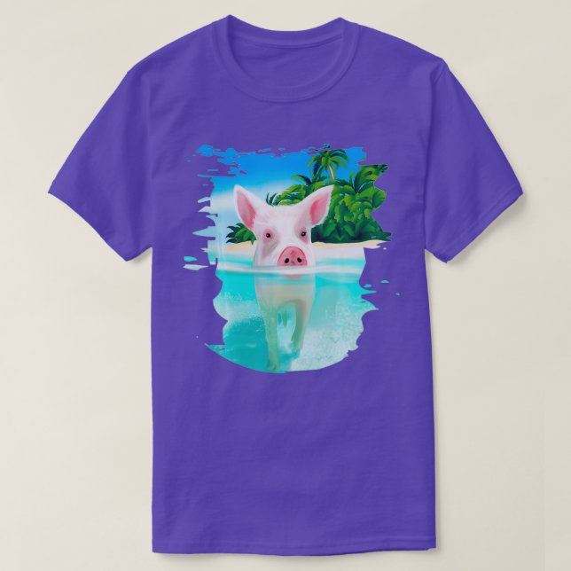 Camiseta Bahamas Natación De Cerdos Picos Natación En Playa (Diseño del anverso)