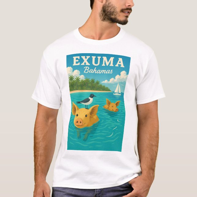 Camiseta Bahamas Natación de Cerdos Tropical Beach Exuma 20 (Anverso)