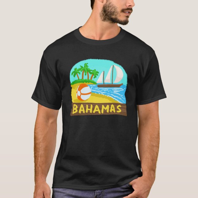 Camiseta Bahamas Palm Tree Sun Beach Lagoon Island (Anverso)