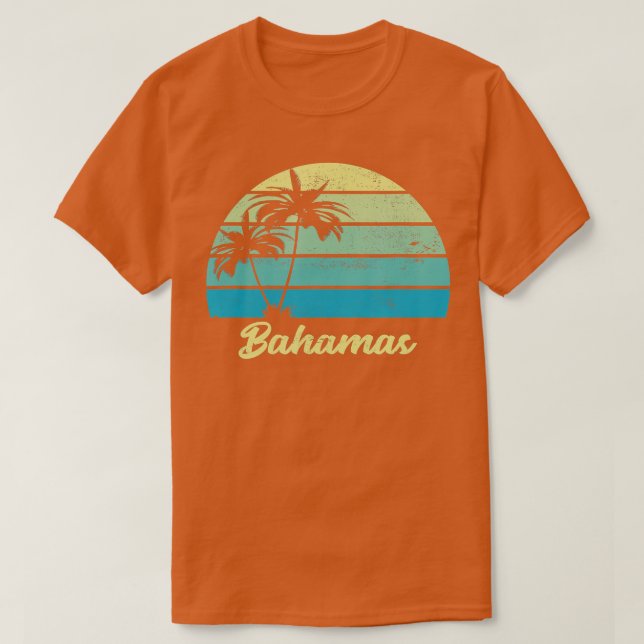 Camiseta Bahamas Souvenir Vacation Vintage Palm (Diseño del anverso)