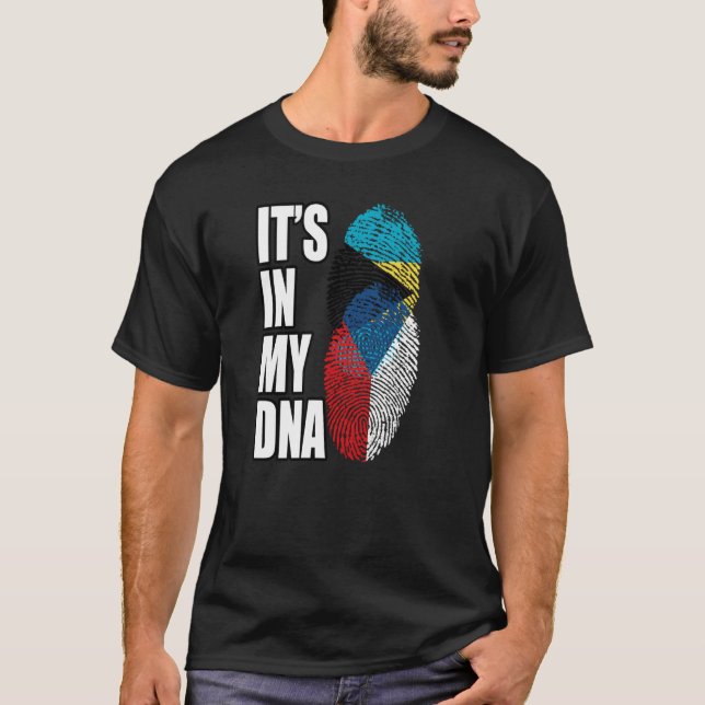 Camiseta Bahamia Y Checa Mezclan Patrimonio De La Bandera D (Anverso)