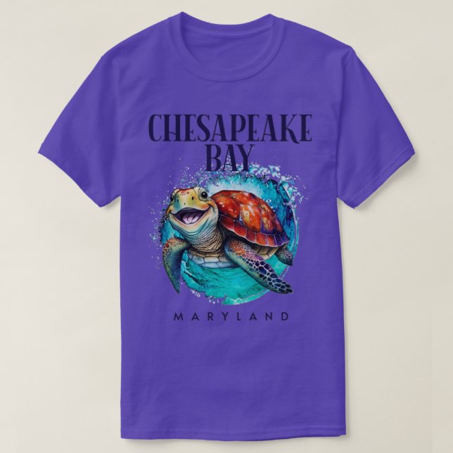 Camiseta Bahía de Chesapeake Maryland Acuarela Feliz Turba  (Diseño del anverso)