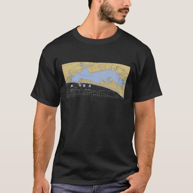 Camiseta Bahía de Choctawhatchee, carta náutica de FL (Anverso)