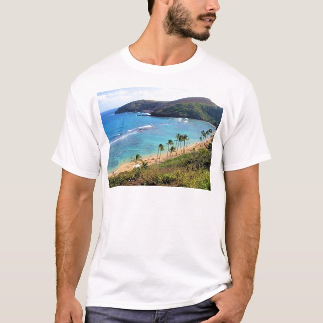 Camiseta Bahía de Hanauma, opinión de Honolulu, Oahu, (Anverso)