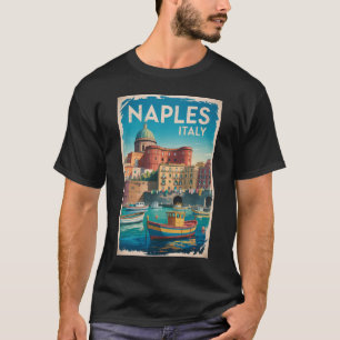 Camiseta Bahía de Nápoles Italia Ilustración Arte de Viaje 