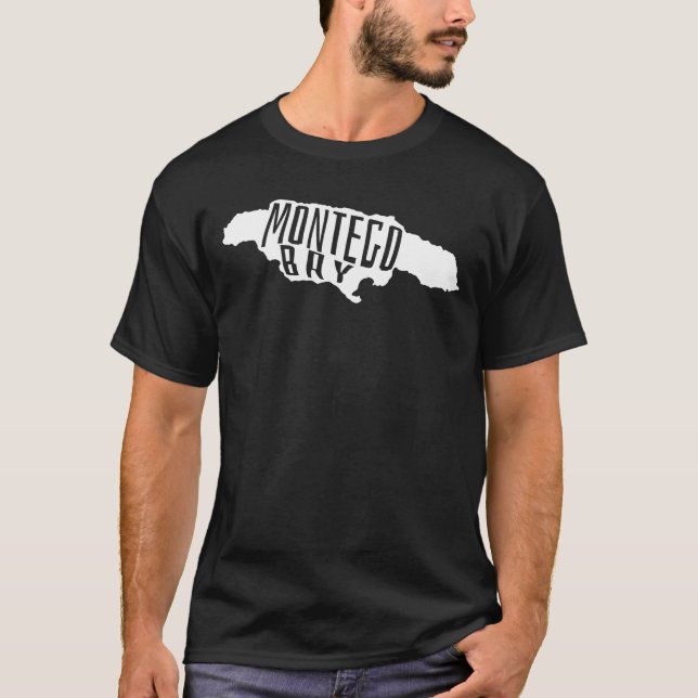 Camiseta Bahía Montego, esquema de Jamaica - Viajes en mapa (Anverso)