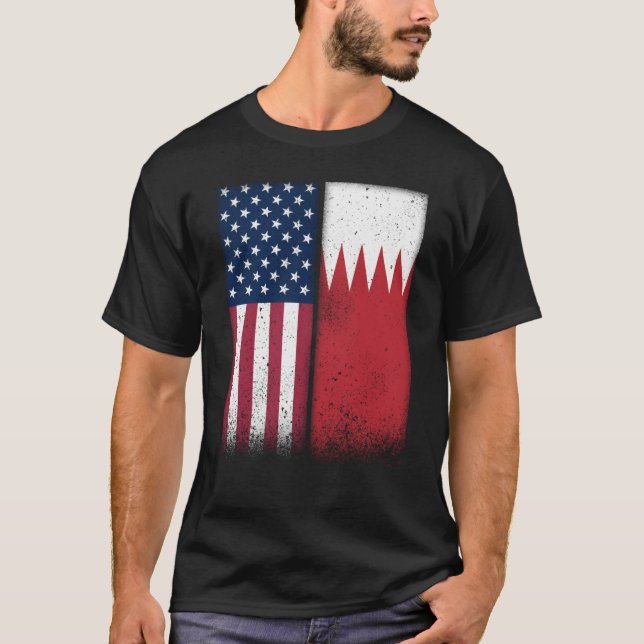 Camiseta Bahrain Bahraini American Flags Proud USA Bahrain (Anverso)