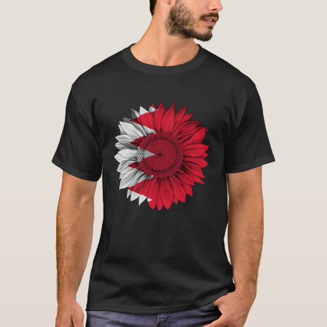 Camiseta Bahrain Flag Sunflower Bahraini Roots Proud Patrio (Anverso)