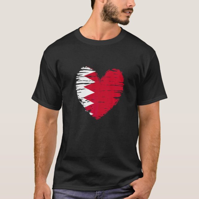 Camiseta Bahréin Corazón Bandera Bahreiní Orgullo Bahreiní (Anverso)
