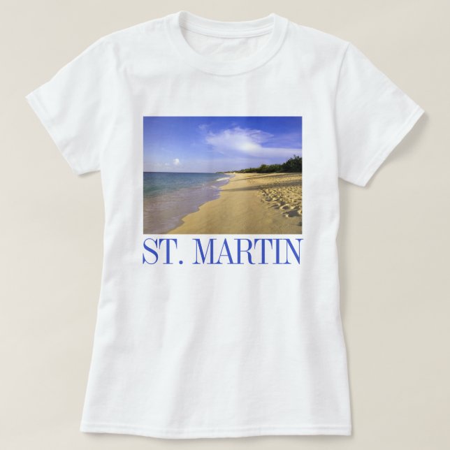 Camiseta Baie Longue Long Bay Beach, St. Martin (Diseño del anverso)