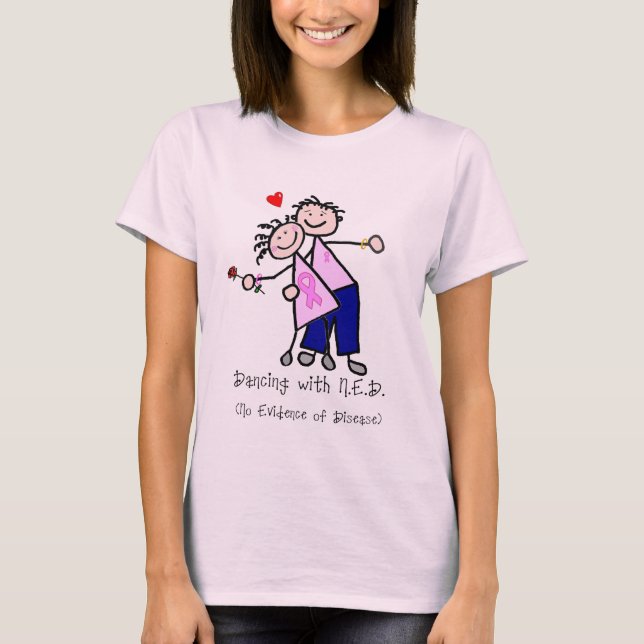 Camiseta Bailando con N.E.D. - Cinta rosada de cáncer de ma (Anverso)