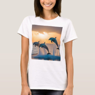 Camiseta Bailando en el crepúsculo: Tres delfines saltando