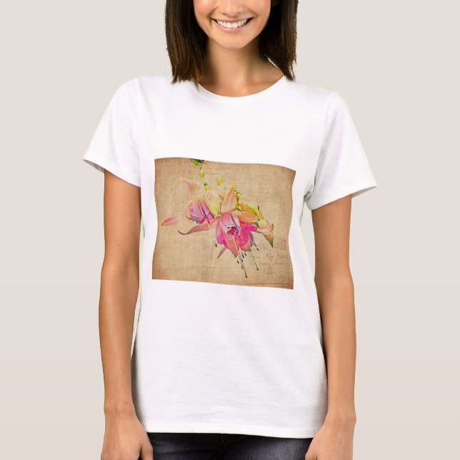 Camiseta Bailando En El Viento - Flores De Fuchsia (Anverso)