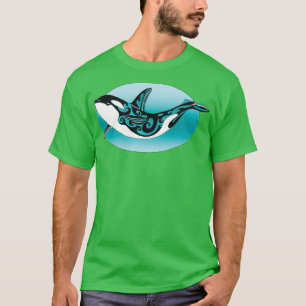 Camiseta Bailando orca Asesina Ballena Verde azulada Tatuaj