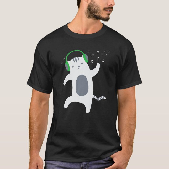 Camiseta Bailar Gato Para Música De Mujeres Hombres (Anverso)