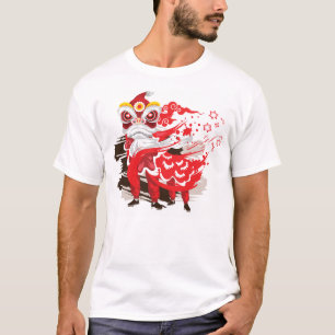 Camiseta Bailarín de leones rojos chino