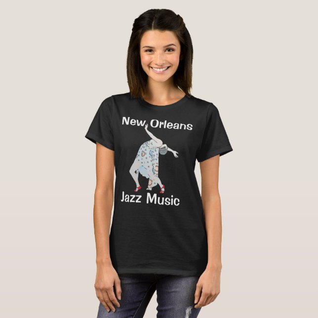 Camiseta Bailarín de música jazz, Nueva Orleans, (Anverso completo)