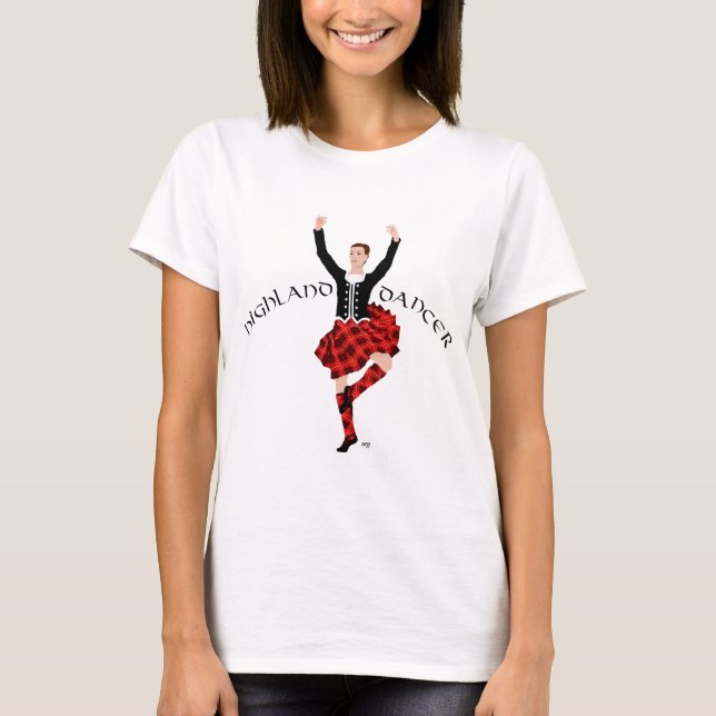 Camiseta Bailarín escocés de Highland rojo y negro (Anverso)