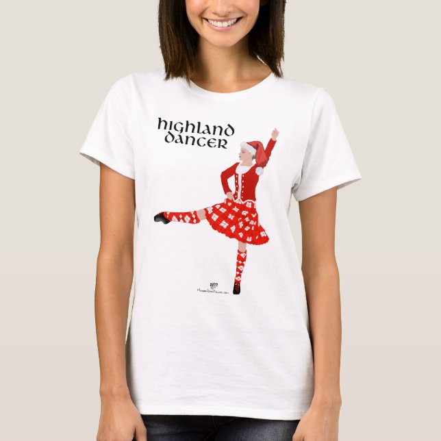 Camiseta Bailarín escocés de tierras altas en rojo navidade (Anverso)