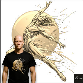 Camiseta Bailarín Masculino Abstracto Figura Saltando en Ne