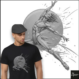 Camiseta Bailarín masculino abstracto figura saltando neón